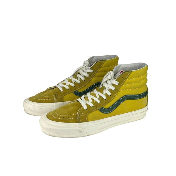 Vans Vault OG Sk8-Hi LX Green Sulphur Canvas Suede Sneaker - Picture 1 of 10